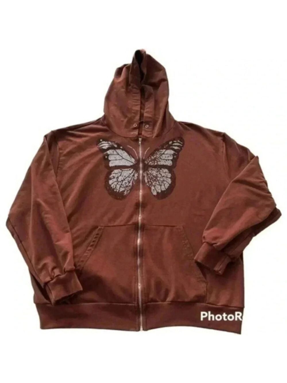 Butterfly rhinestones women’s full zip bling hoodie jacket Size Med